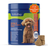 YoYoBay Dog Multivitamin chews front bottle shows 180-count supply for ongoing health support