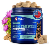YoYoBay Milk Thistle Liver Support Chews packaging showing liver wellness benefit.