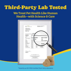 YoYoBay probiotics for dogs label close-up showing CFUs and blend for gut balance