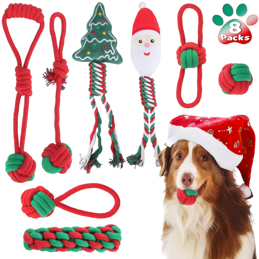 Yteseery Christmas Santa rope toy for squeaky chew sessions.