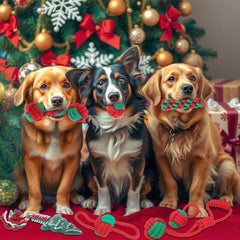 Yteseery Christmas Tree rope toy for engaging squeak and tug play.