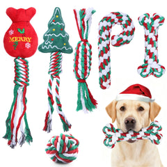 Yteseery Christmas dog rope toys set showcases festive colors for playful chew sessions.