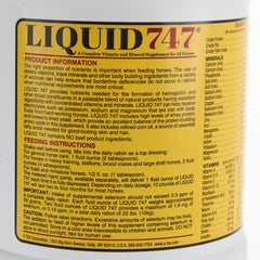 YTEX Equine D GAL Tuttles Liquid 747 bottle promotes coat shine after feeding.