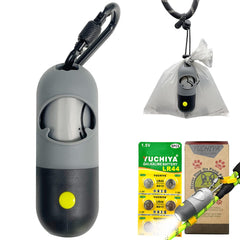 YUCHIYA dog poop bags holder with LED flashlight on leash for safer night walks
