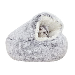 YUDANSI cat bed hooded nest gray 20inch provides cozy privacy for indoor cats.