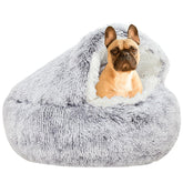 YUDANSI hooded bed front view shows secure cozy nook for cats and small dogs