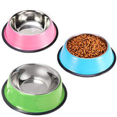 YUDANSI stainless steel shallow cat bowls side view show compact rust-proof feeder for small pets.