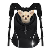 YUDODO dog front carrier jet black; secure, compact transport for small dogs during outings.