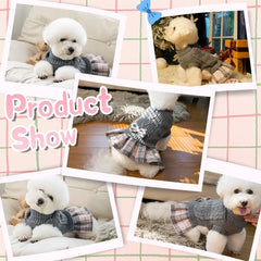 YUDODO dog sweater dress elastic fabric with leash hole for easy dressing.
