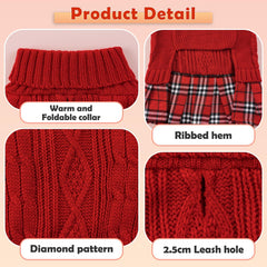 YUDODO knitted dog sweater red texture close-up highlights cozy warmth and premium yarn