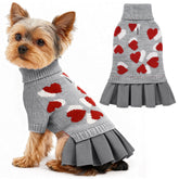 YUDODO vestido suéter Valentín gris para perro talla S, ideal para paseos invernales.