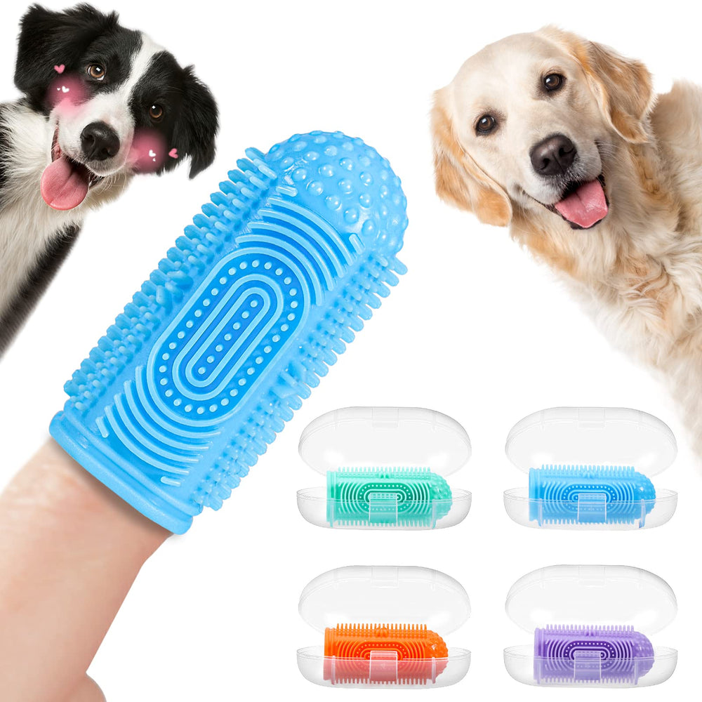 YUEYUEJIA dog finger toothbrush 4-pack box—easy storage and quick selection.