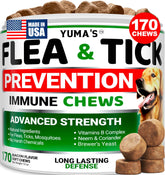 YUMA'S bacon-flavor flea and tick dog chews in a bag provide proactive pest protection.