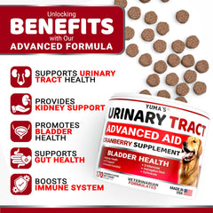 YUMA'S cranberry dog supplement packaging emphasizes bladder health