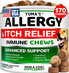 YUMA'S Dog Allergy Relief Chews package front signals easy access to anti-itch support for pets