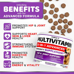 YUMA'S dog multivitamin chews closeup showing palatable texture for easier feeding.