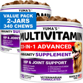 YUMA'S dog multivitamin chews on hand for easy daily wellness support.