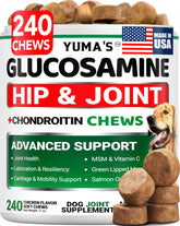 YUMA'S glucosamine dog chews close-up showcasing joint support benefits.
