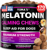 YUMA'S Melatonin for Dogs bottle promoting calming sleep support.