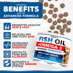 YUMA'S Omega-3 dog chews coat gloss image; promotes shinier, softer fur.