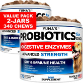 YUMA'S Probiotics for Dogs pack shot highlighting chews for gut support