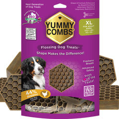 Yummy Combs dog dental treats 360 cleaning demonstrates full-mouth flossing for cleaner teeth