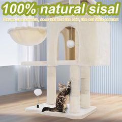 Yungaspy cat tree tower with private condo in white creates a quiet hideaway for cats.
