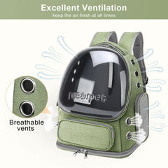 YUNLINLI cat backpack spacious interior supports comfortable stretches on outings.