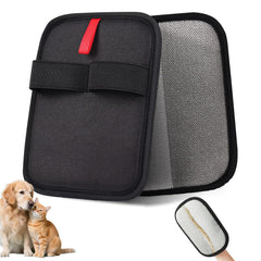 Yunrun pet hair removal glove on hand collecting fur from clothing for quick touch-ups