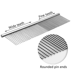 Yuntop stainless steel comb fine-tooth removing loose hair and dander safely