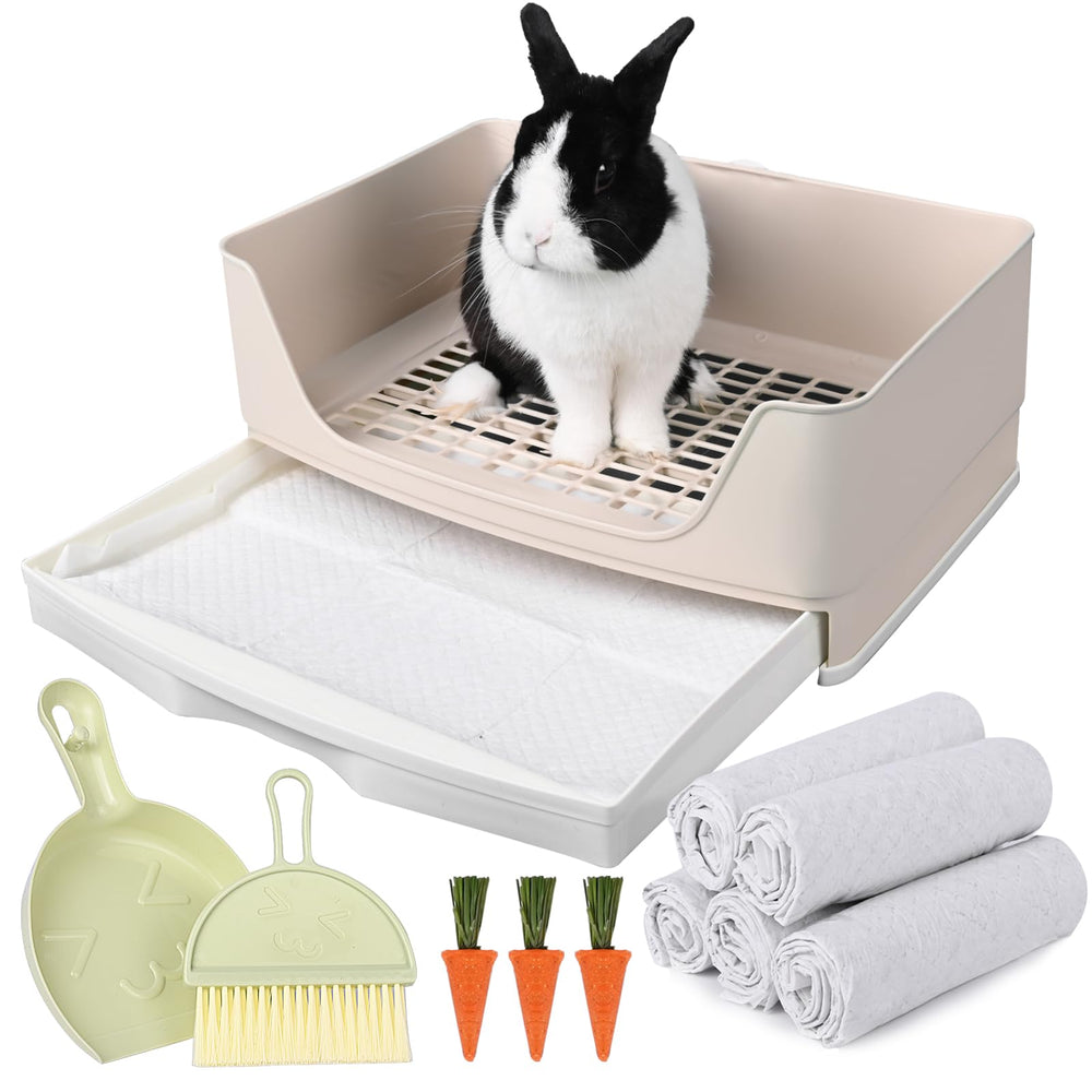 Yuoaes large rabbit litter box with drawer for easy cleaning
