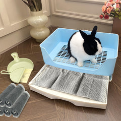 Yuoaes large rabbit litter box in cage demonstrates secure fit between bars