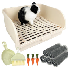 Yuoaes rabbit litter box cream large-size for roomy potty training.