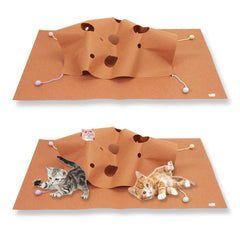 YURUX cat play mat with hole design for interactive hiding and exploration