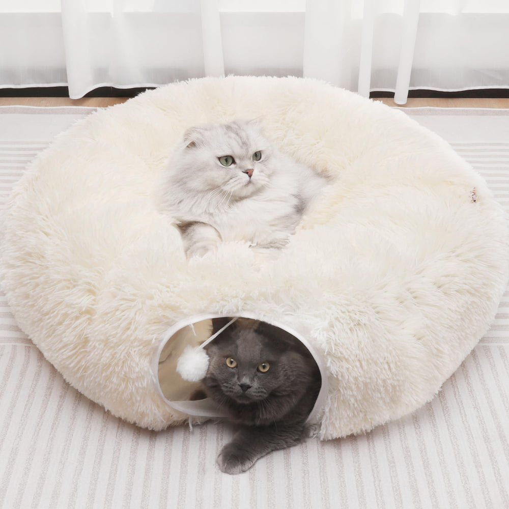 YUYAFN plush cat tunnel donut open for exploration and cozy resting