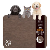 Yuzshin 36x24 dog food mat provides full-coverage protection for messy meals