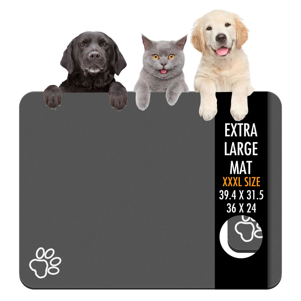 Yuzshin dog food mat 36x24 with anti-slip backing protects floors during meals