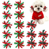 Yxiang Christmas dog bows 15pcs set in curly korker for festive styling.