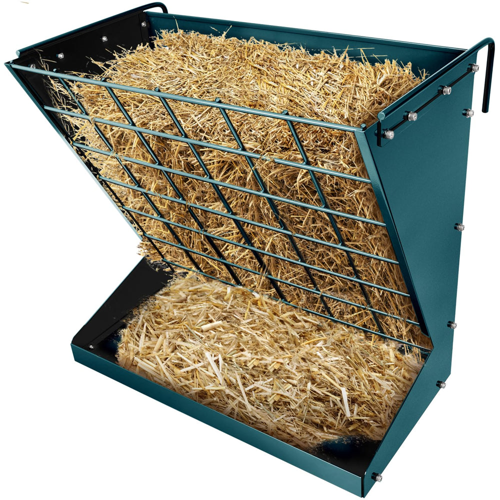 YXJSTO wall-mount hay rack shows a sturdy galvanized build for lasting farm use