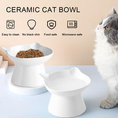 YY-Esahomu tilted design cat bowl supports anti-vomiting meals.
