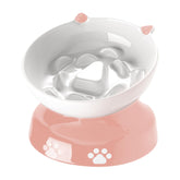 Y YHY ceramic slow feeder bowl pink, front view promotes calmer feeding pace
