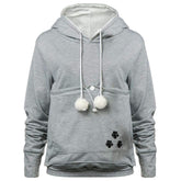 YYW women's pet hoodie front view in gray, cozy fit for you and your pet.
