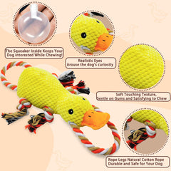 YZHDUXIU Plush duck dog toy provides comfort during storms with soft texture and gentle squeaks.