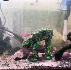 YZHZOM AT-AT Walker aquarium decor betta tank hide provides safe retreat.