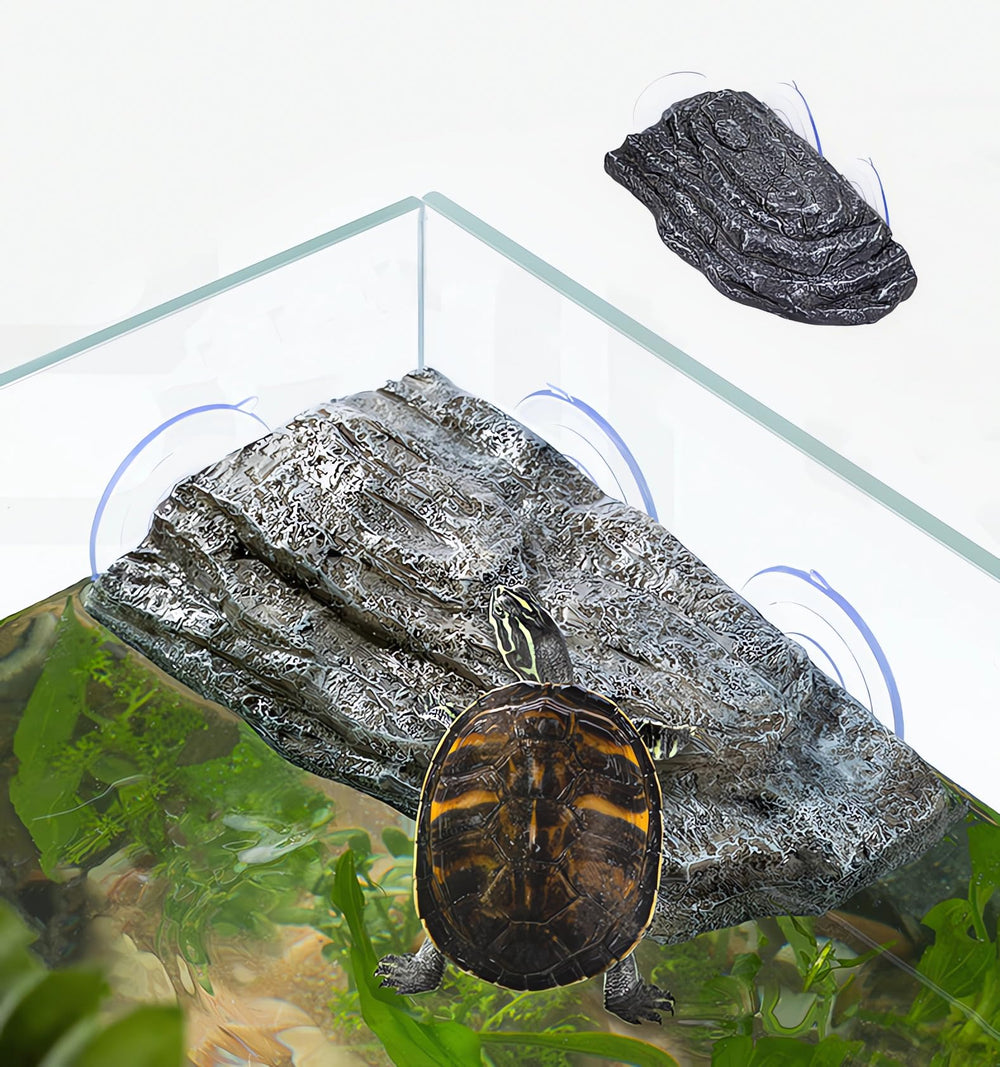 YZHZOM turtle basking platform side view with suction cups for stable sunbathing.