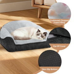 ZAKAPAWS cat couch removable cover closeup highlights easy cold-wash cleaning.