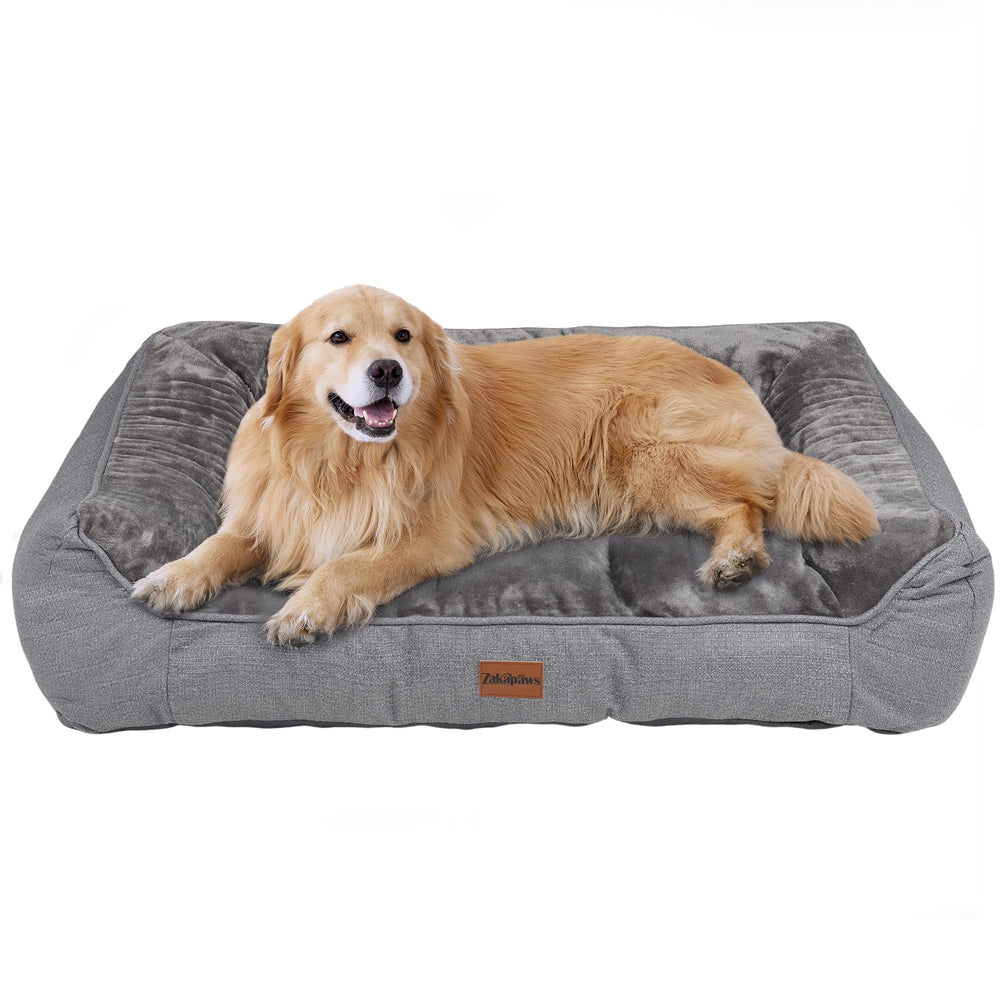 ZAKAPAWS orthopedic bed with side bolster for large dogs, joint-supporting comfort