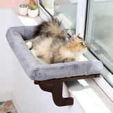 Zakkart cat perch window side view shows sturdy hook-on installation for easy setup.