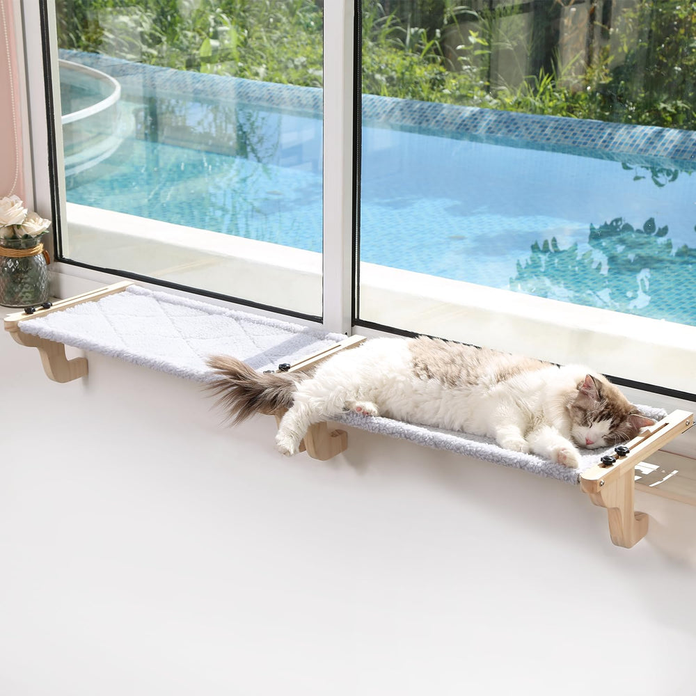 Zakkart Easy Seat Cat Perch wood frame provides sturdy window lounging for calm cats