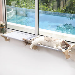 Zakkart Easy Seat Cat Perch wood frame provides sturdy window lounging for calm cats